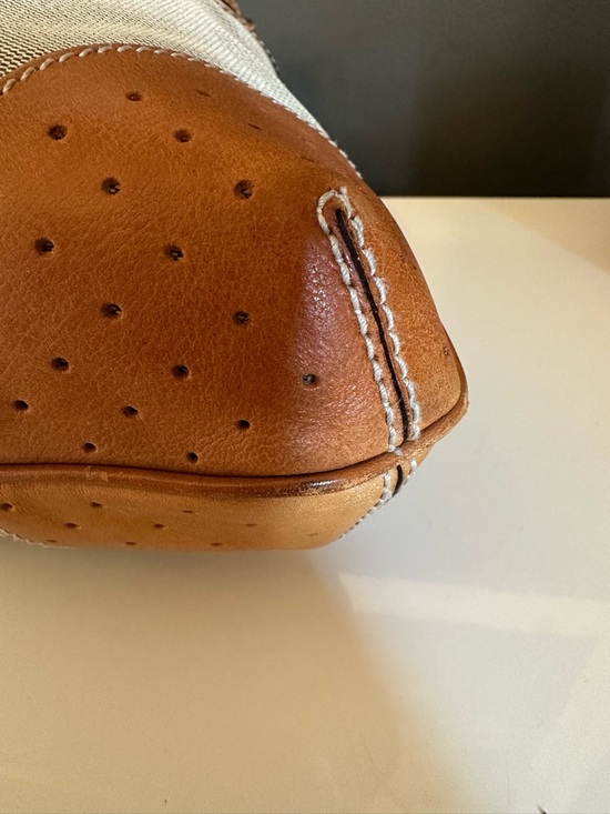 GUCCI GG Rains Hobo Canvas Leather Beige Blue Stripe Jackie Silver Hardware Rein - Picture 5 of 12
